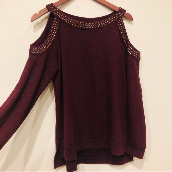 Knox Rose Tops - Knox Rose Purple cold shoulder shirt for fall